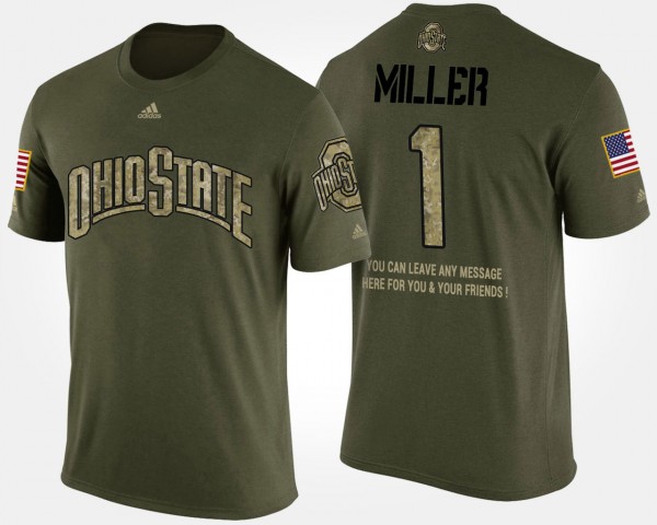 Ohio State Buckeyes Braxton Miller Men's #1 With Message Military Short Sleeve Camo College Football T-Shirt 2404ZOLX5